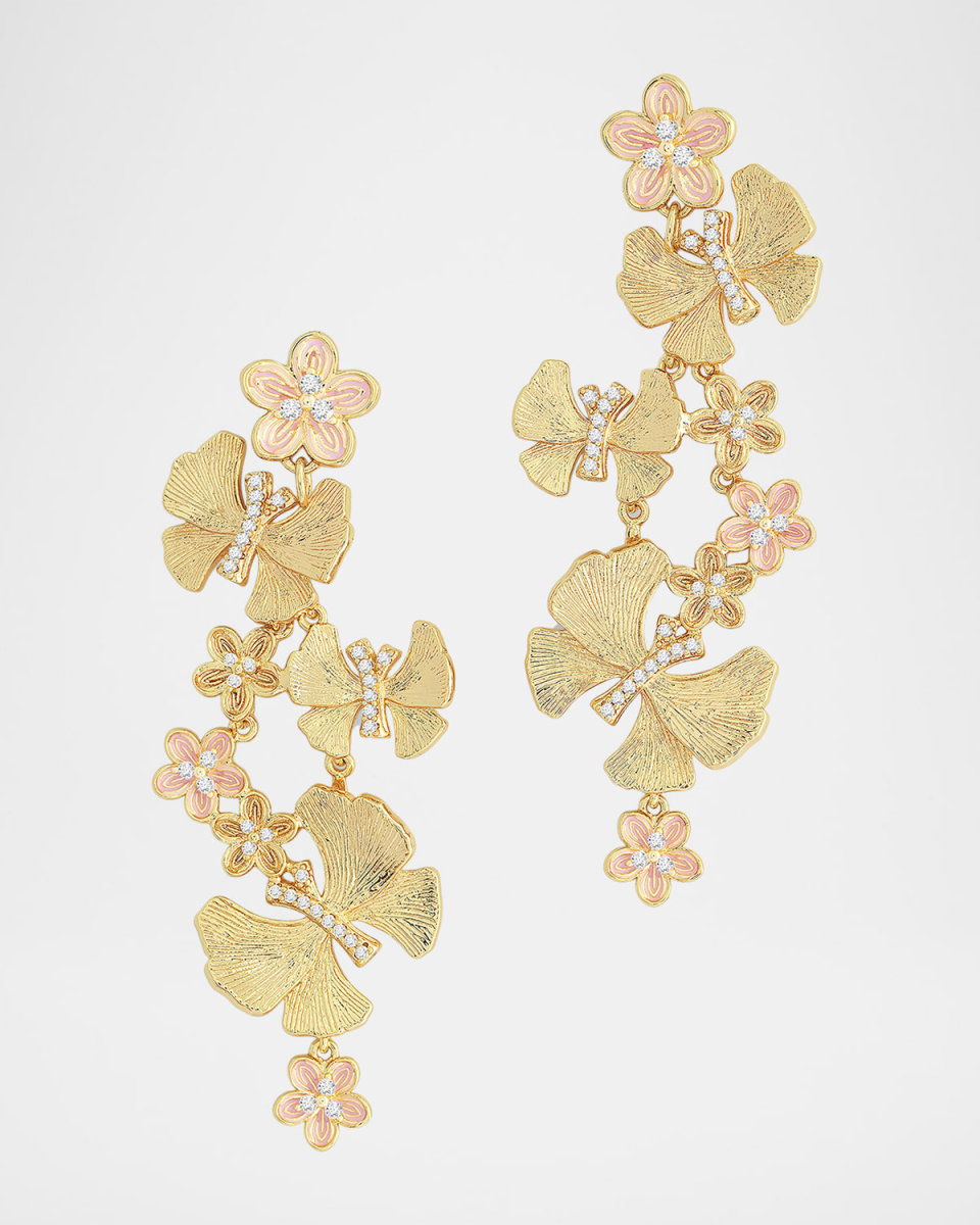 Cubic Zirconia Butterfly and Flower Statement Earrings